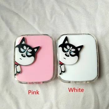 Ceny LIUSVENTINA DIY Akrylowe śliczne Pet Dog Siberian Husky Skontaktuj Się Z Etui Na Obiektyw Z Lustrzanym Pudełkiem Pojemnik Na Soczewki Kolorowe Prezent Dla Dziewczyn