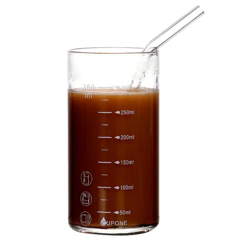 Высокая термостойкая Толстая стеклянная мерная чашка для выпечки микроволновая печь прямая трубочка для стаканов для завтрака молока мерная чашка - Цвет: White