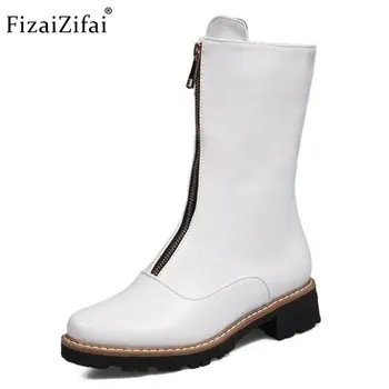 

Coolcept Size 33-43 Women Half Short Flats Boots Zipper Mid Calf Boots Warm Fur Shoes Winter Boots Short Botas Women Footwears
