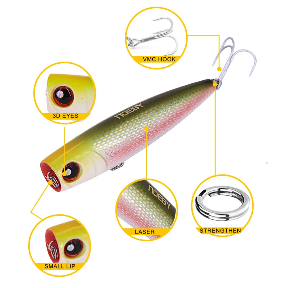 Noeby popper señuelos 2018 popper pesca artificiali pesca mare 105mm 24g de agua VMC gancho 3D ojos para mar de pesca Noeby popper señuelos 2018 popper pesca artificiali pesca mare 105mm 24g de agua VMC gancho 3D ojos para mar de pesca