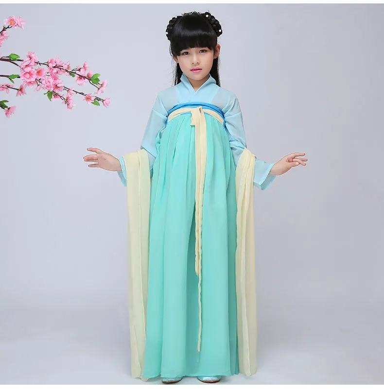 Маленькая принцесса платье Атлас Китайский народный костюм дети Hanfu Костюмы детская Китайская традиционная Костюмы Тан костюм 18