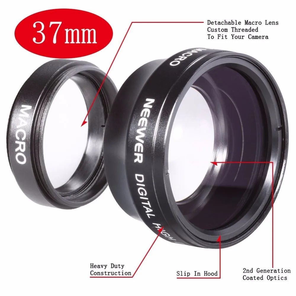 Neewer 37 мм 0.45X широкоугольный объектив + макро сумка для объектива Canon и любой камеры