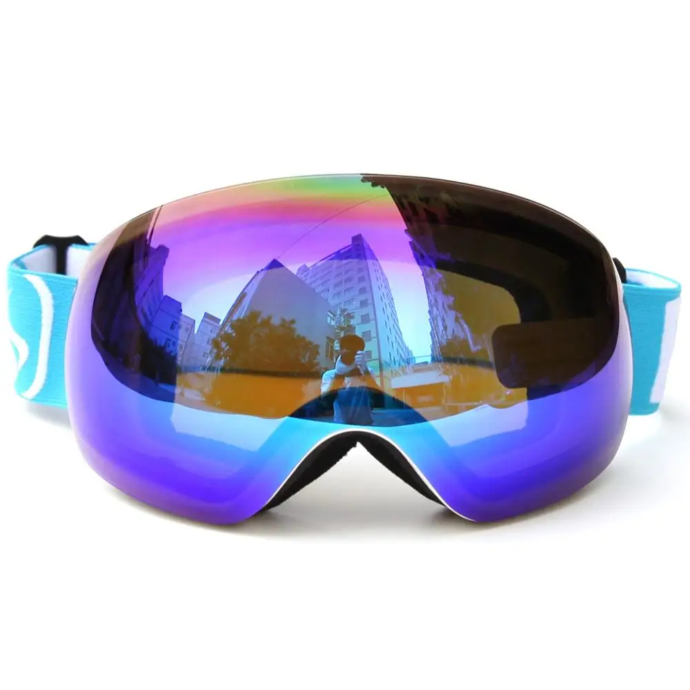 Профессиональный Большой кадр лыжные очки с двойными линзами UV400 Анти-туман сноуборд для взрослых Лыжный Спорт очки снег очки для Для женщин Для мужчин - Цвет: frame white
