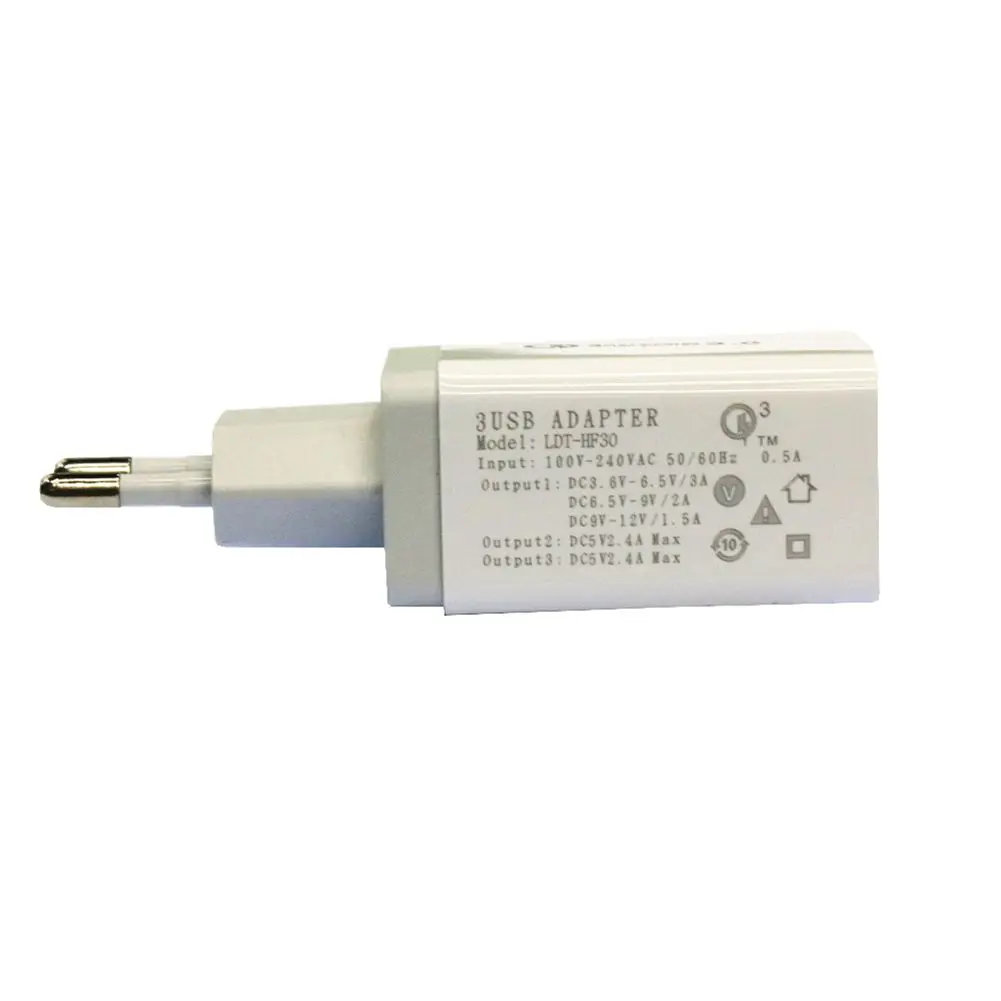 QC3.0 3USB AC100-240V 5A евро зарядка USB Мощность адаптер
