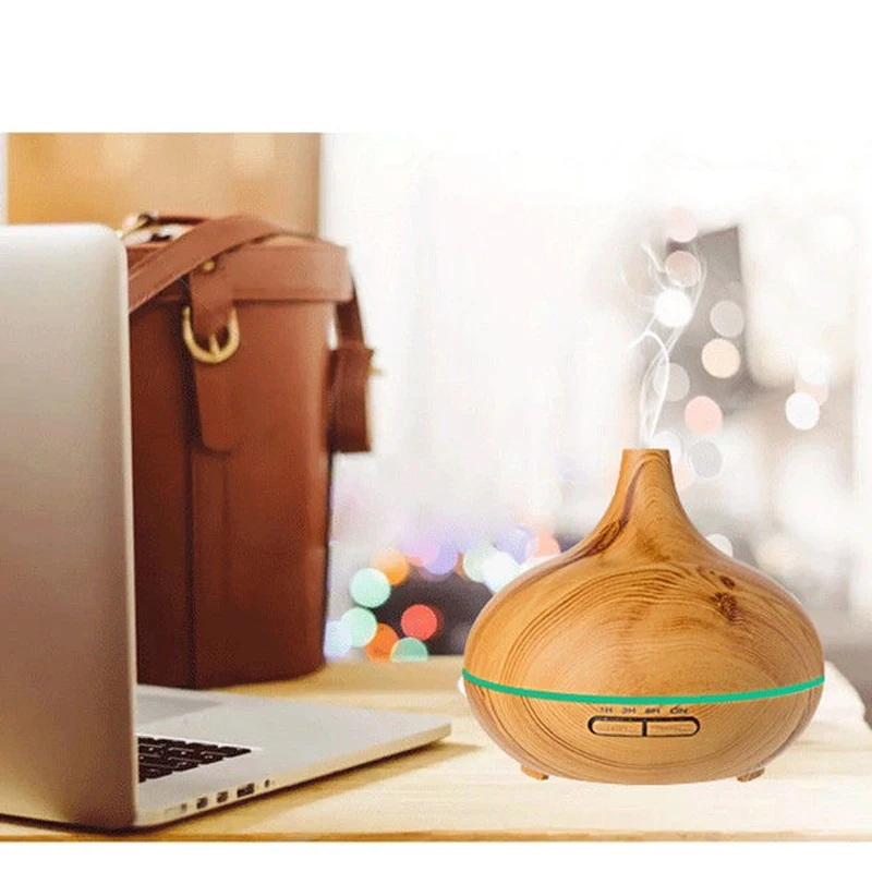 300ml Air Humidifier Essential Oil Diffuser Aroma Lamp Aromatherapy Electric Aroma Diffuser Mist Maker for Home-Wood