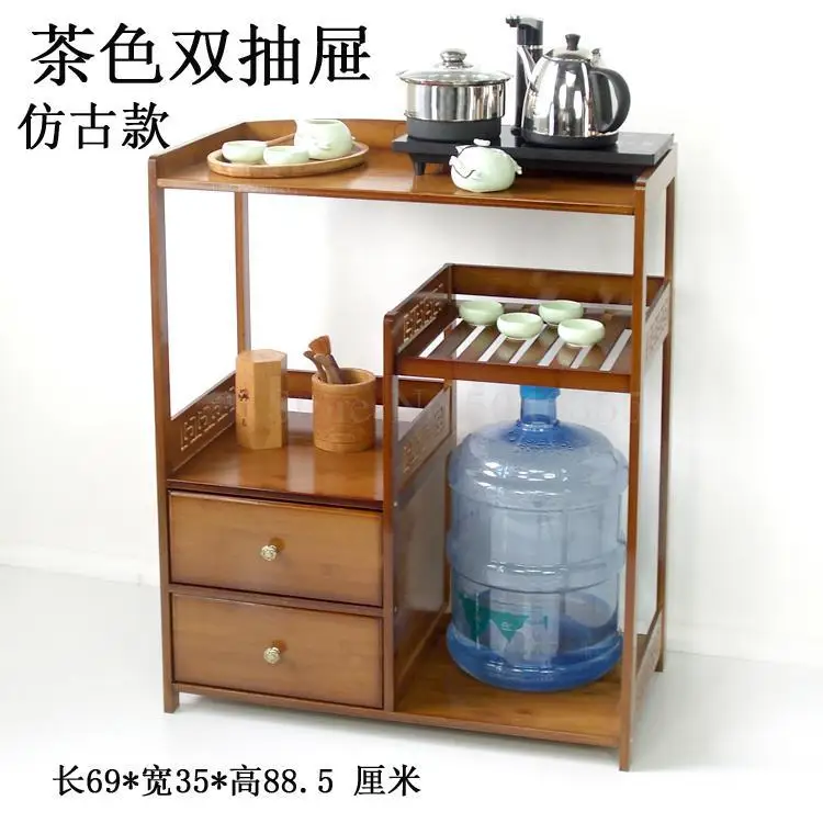 Коричневый стеллаж для питьевой воды бамбуковый стеллаж для хранения деревянный принтер кухонная стойка стол мобильный - Цвет: VIP 1