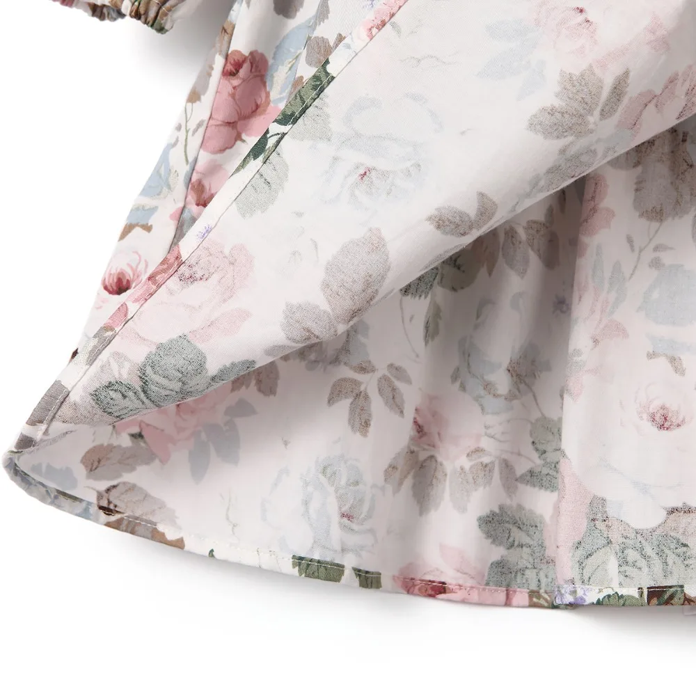 Flofallzique/зимнее платье для девочек, коллекция 2018 года, Осеннее хлопковое винтажное платье с цветочным принтом розы, детские платья с длинными