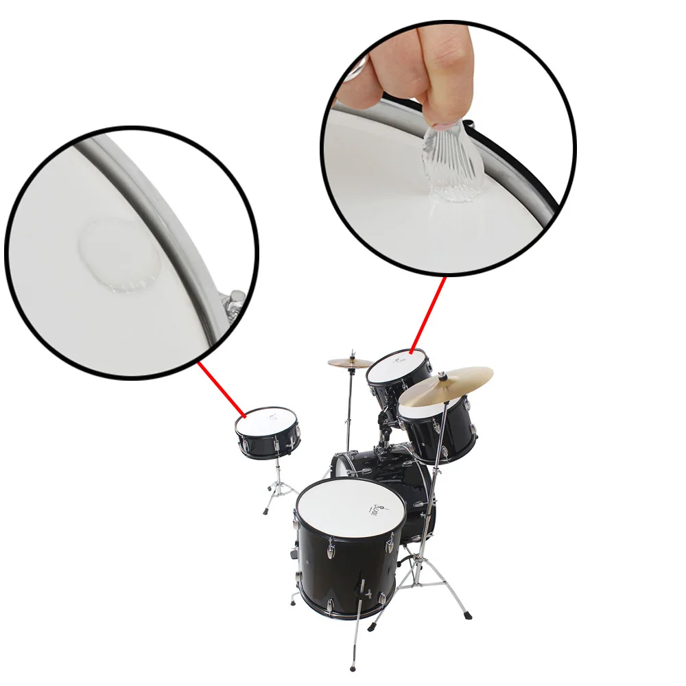 6pcs/set Drum Damper Gel Pads Snare Tom Drum Muffler Mute Transparent