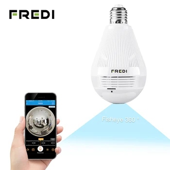 

FREDI 960P Fisheye WiFi Surveillance Security 360 Degree View Angle Bulb Lamp Camera Home Security CCTV motion detect IP Camera
