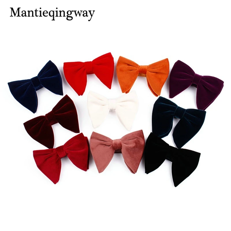 Mantieqingway, новинка, модный бархатный галстук-бабочка с большим бантом для женщин, мужчин, жениха, Свадебный галстук-бабочка, обтягивающий, сплошной цвет, Gravatas, тонкий черный галстук
