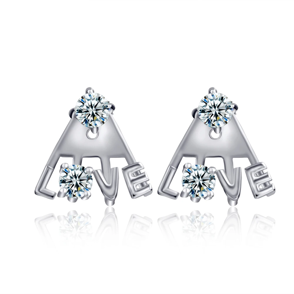 

GNE1181 Hot Sale 100% Real 925 Sterling Silver Stud Earrings Sweet Love Crystal Earring, Jewelry & Accessories For Women