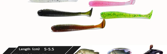 Soft Fishing Lures Shad Paddle Tail Rock Carp Fly Fishing   Artificial Baits Jig Head 100pcs 5cm 0.7g Silicon Rubber Fish Fishing Tackle  (3)