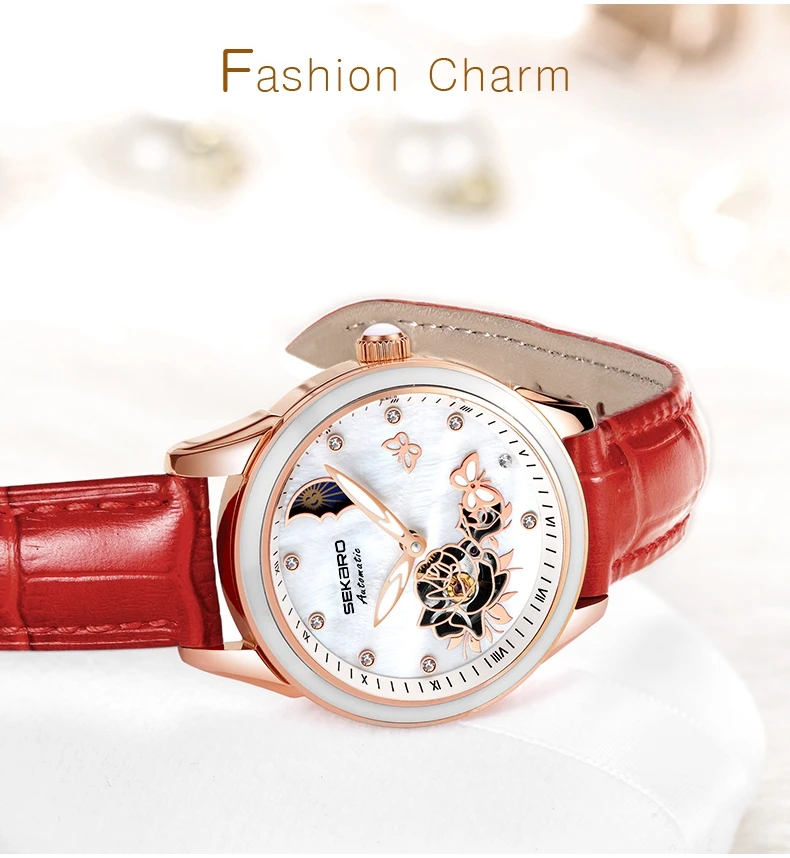 Sekaro часы для женщин модные роскошные керамические часы автоматические механические сапфировое стекло Красота Бабочка часы для женщин подарок