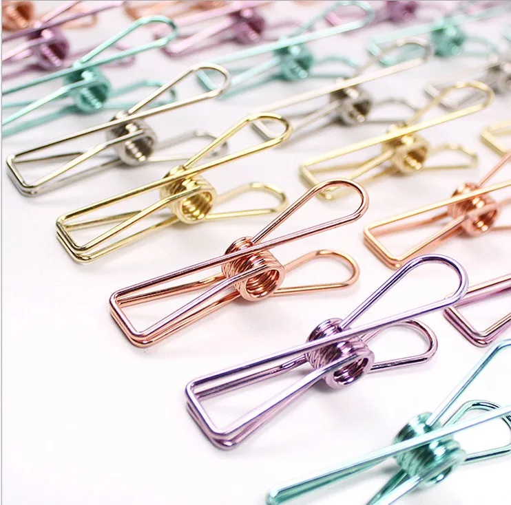 50pcs Random Mini Color Spring Metal long tail Clips Vintage Photo