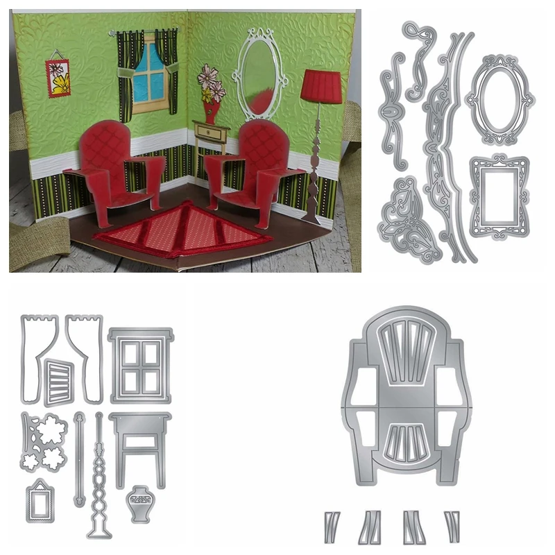 

Toilet Mirror Chair Window Frame Metal Cutting Dies Stencils For DIY Scrapbooking Decorative Embossing Craft Die Cut Template