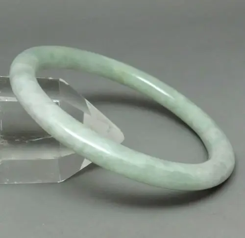 

01559 JADE JADEITE BANGLE BRACELET JEWELRY VINTAGE NATURAL WOMAN GREEN/WHITE