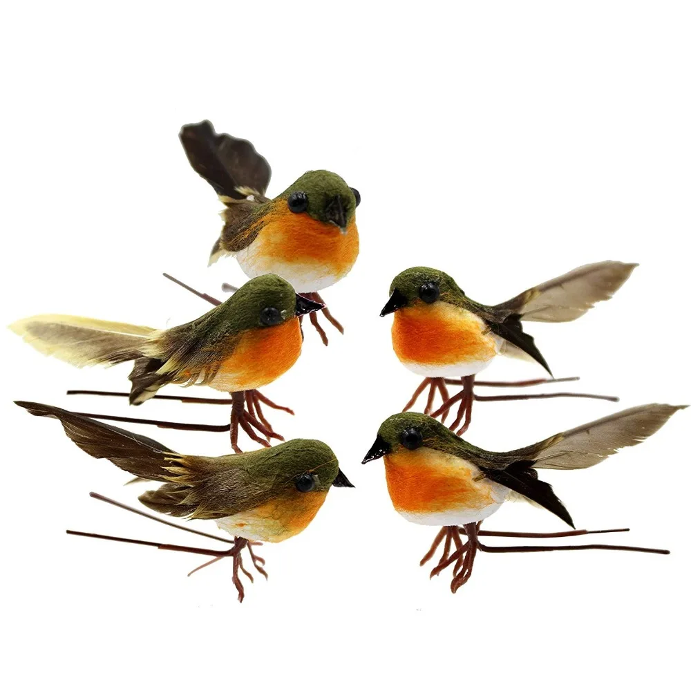 

10PCS/set Robin Bird Christmas Tree Decor Craft Very Cute Artificial Feather Bird Xmas Tree Decor Craft Wedding Doves Ornament