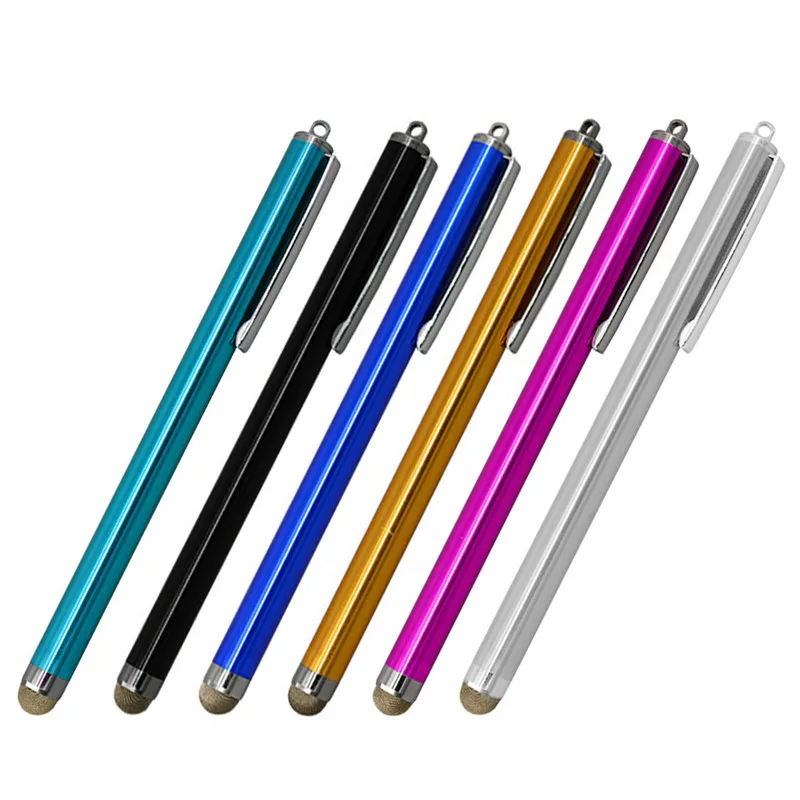 

13cm High Quality Metal Capacitive Touch Pen Stylus Screen Fiber Capacitive Cloth For iPhone for i Pad for Samsung