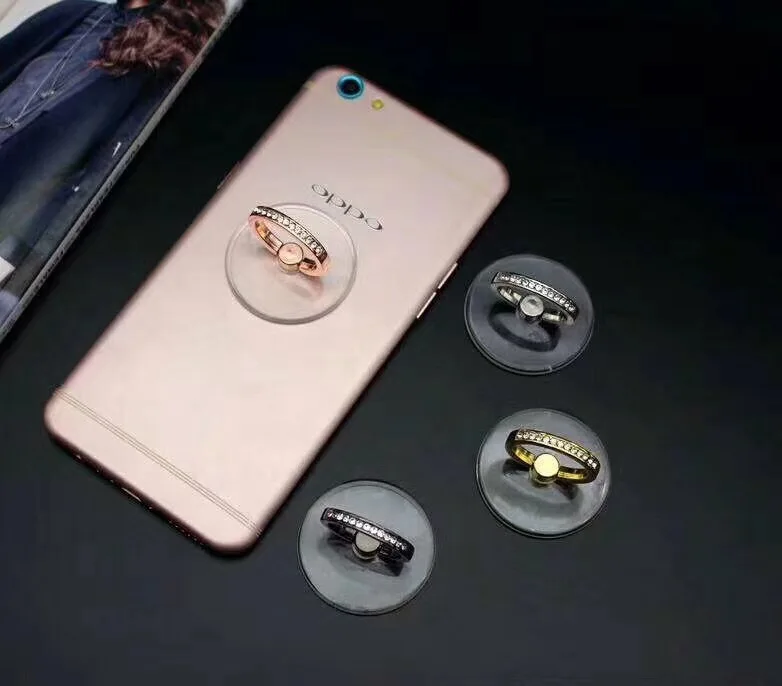 

round transparent Phone Finger Ring Stand Holder 360 Rotation Universal Cellphone clear Bracket silver