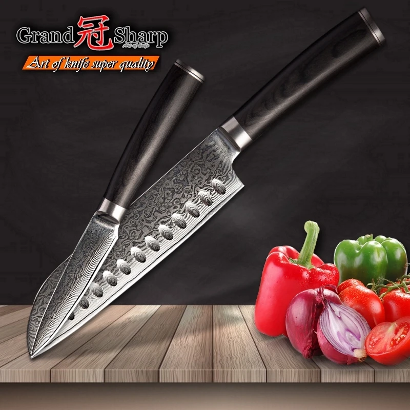 Набор кухонных ножей 2 шт. набор Santoku Paring vg10 японские ножи шеф повара из дамасской