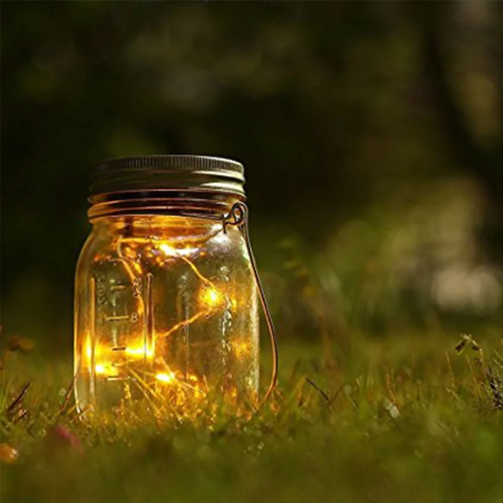 Solar Power Light Waterproof Mason Jar Outdoor LED Fairy Lights for