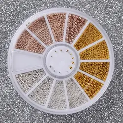 2018 Мода 2 цвета 1 коробка цвета: золотистый, серебристый бисер Сталь мяч бусины для нейл Арта бусинами 3D ногтей украшения из страз