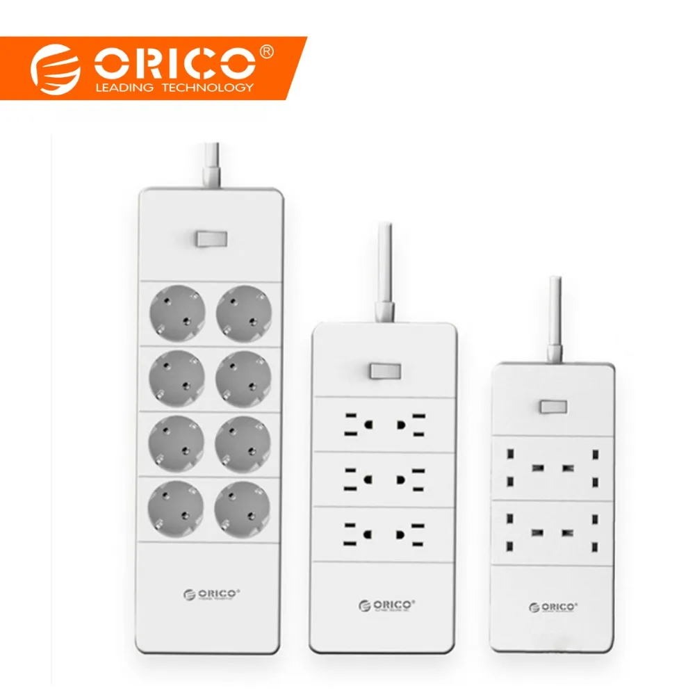 Дешево ORICO HPC V1 USB ЕС Великобритания США электрическая розетка мощность полосы перегрузки переключатель Защита от перенапряжения 4 6 8 AC розетки 5 пор...