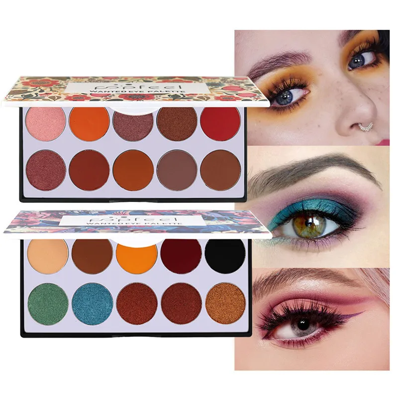 

POPFEEL 10 Colors Eyeshadow Cosmetic Matte Eyeshadow Palette Shimmer Set Profissional Colorful Pigmented Matte Glitter Eyeshadow
