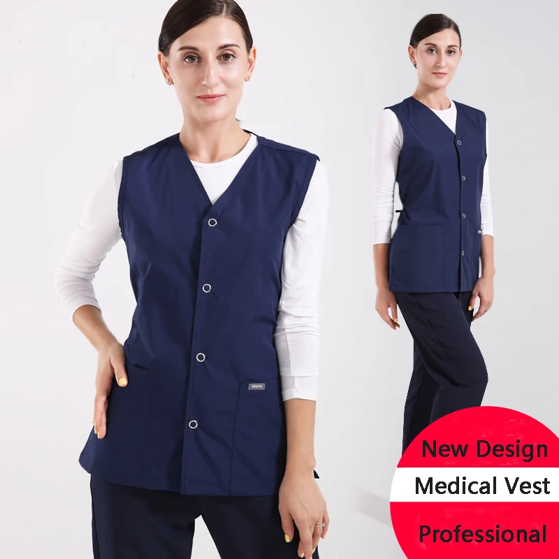 New Arrival Slim Fit Medical Scrub Vest Surgical Clothing Doctors Nurse Uniforms Jacket Hospital