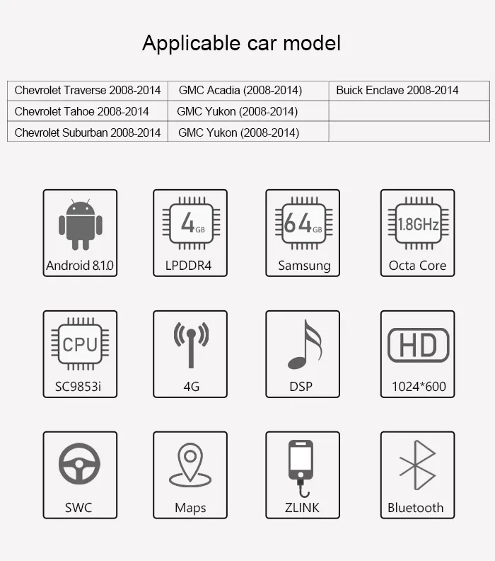 Sale 7" Android 8.1 Car Stereo Radio Audio Head Unit for Chevrolet/GMC GPS Subwoofer DSP SPDIF Carplay DVR OBD DAB SIM Card Bluetooth 4