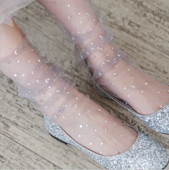 

10pairs/lot sweet style woman sexy moon star glass socks female Shiny Stars Mesh crystal summer Socks