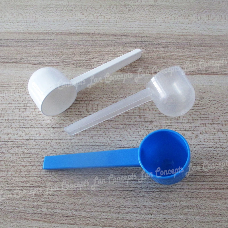 5g 10ml flat plastic measuring spoon PP scoop transparent blue white clear 2