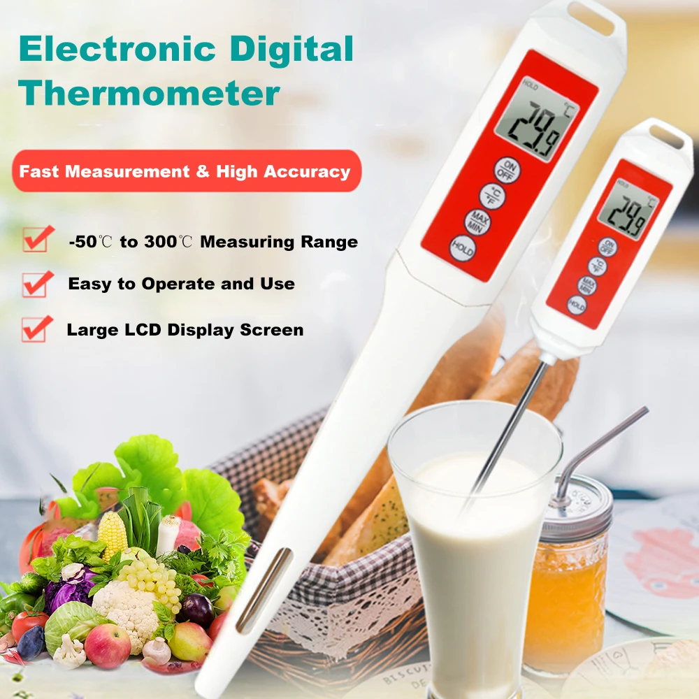 Food Digital Thermometer Probe High Accuracy Pyrometer BBQ Cooking Meat Temperature Meter Gauge LCD Display Kitchen Tools | Инструменты