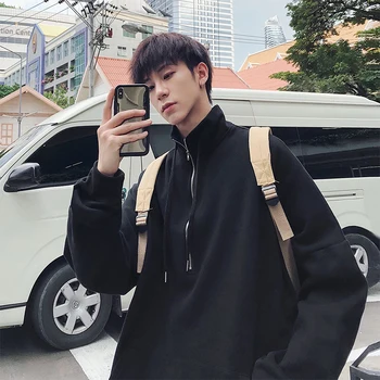

2019 Men's Bf Style Fashion Coats Hooded Zipper Pullover Clothing Hoodies Cotton Casual Oversized Solid Color Sweatshirts M-2XL