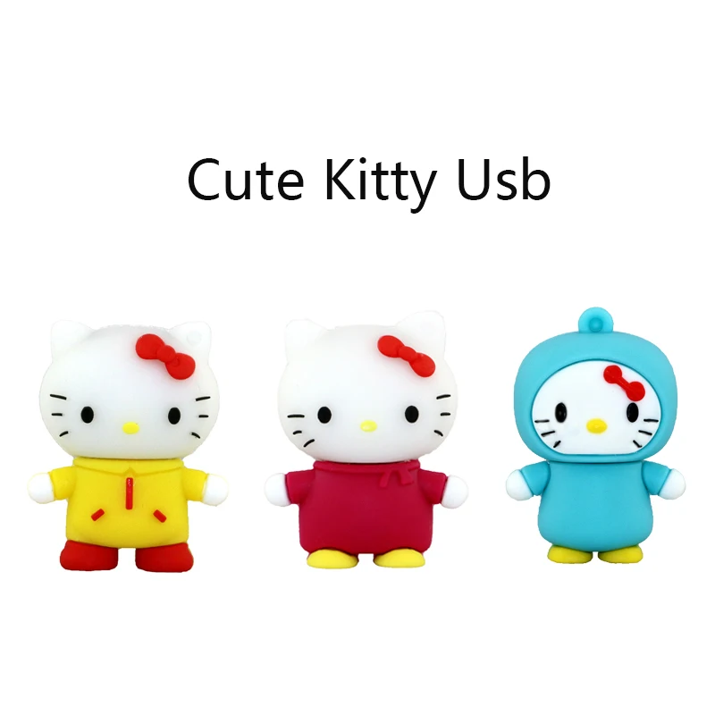 Лучший Рисунок laquo;Hello Kitty raquo; USB Flash Drive 64 ГБ накопитель 32 ГБ флешки 4 ГБ 8 ГБ 16 ГБ мультфильм U диск флэш карты горячая Распродажа memory stick