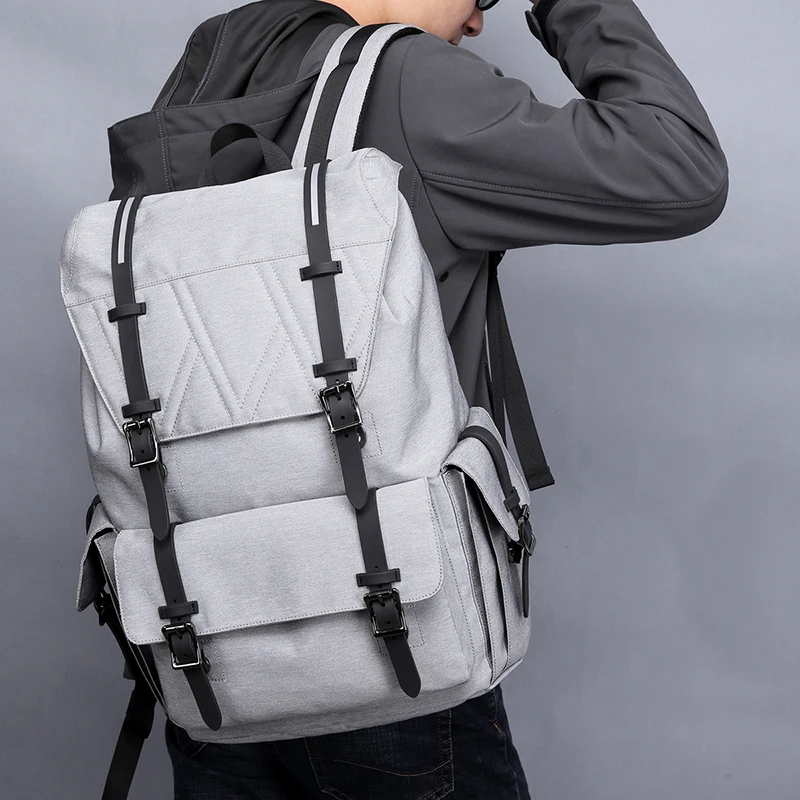 KAKA, новинка, корейский стиль, мужские Модные рюкзаки с застежкой и шнуровкой, унисекс, Женский Школьный Рюкзак Для 15," ноутбука, водонепроницаемая сумка
