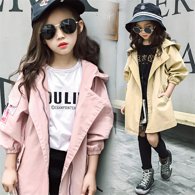 

Kids girl overcoat Winter new fashion coat for girls Teens spring autumn jacket kids girl hooded outerwear Children Windproof