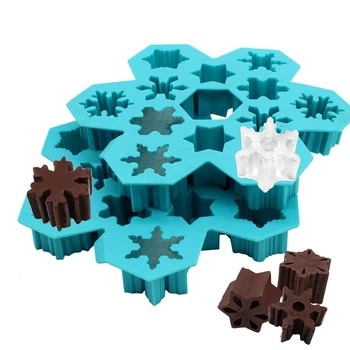 

Snowfower Ice Cube Trays Silicone Ice Mold 6 Different Snow Flake Ice Cubes for Cocktail 3D Christmas Candy Chocolate Mold