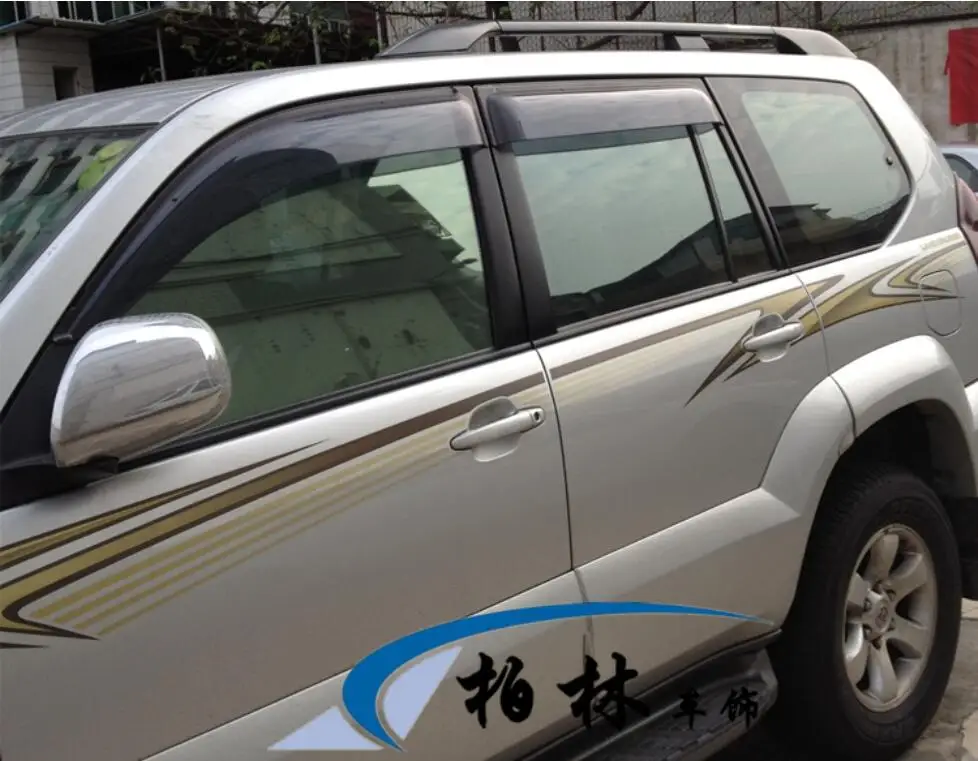 

JINGHANG 4pcs Chrome Window Visor Deflector Sun Rain Shield For 03-15 Toyota FJ 120 FJ100 Cruiser prado 2003-2015