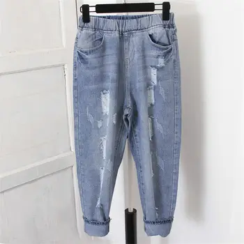 

Boyfriend Jeans For Women Denim Pants Loose Vintage Ripped High Waist Jeans Female Casual Streetwear Plus Size Mom Jeans Q1488