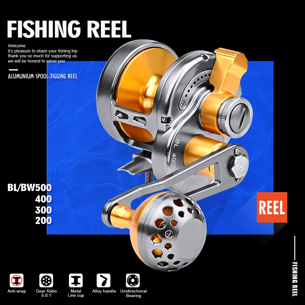 JIG Fishing Reel (Left Hand) Aluminum CNC Machined 20 50 Series Max