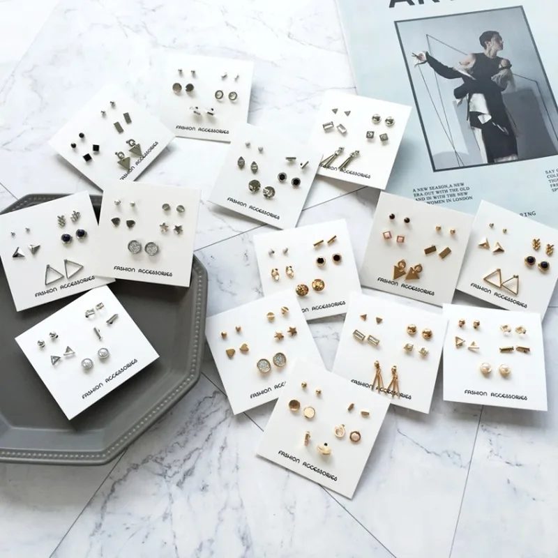 

Various Style Combination Stud Earrings Set Women Girl Fashion Temperament Rhinestones Imitation Pearl Small Ear Stud
