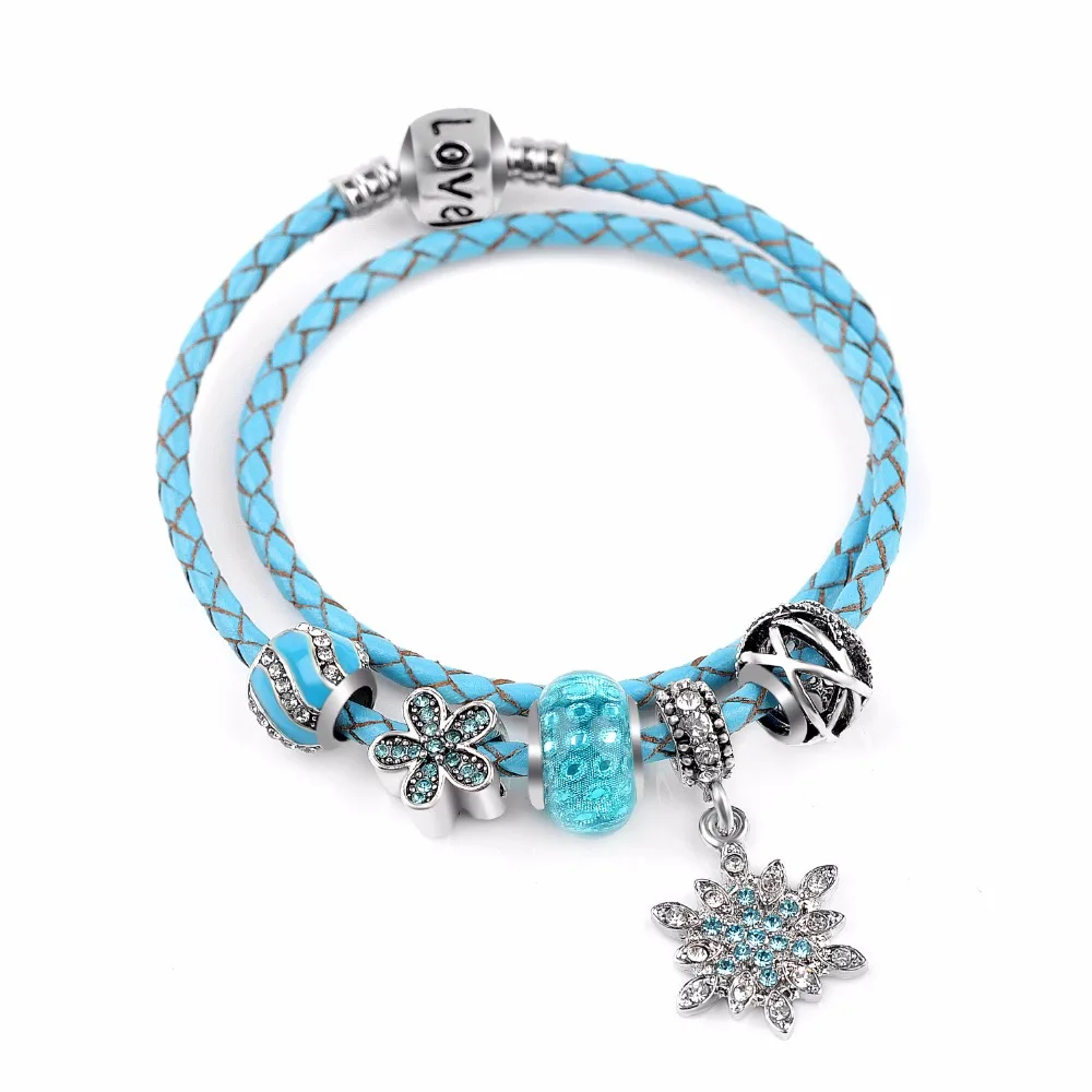 2018 Christmas1pcs Bracelets En Cuir pour Femmes avec Rouge Murano Perles Argent Plaque Arbre de Vie Dangles Bracelet Bijoux Bracelet dans Chaîne et de Lien