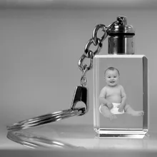 IFOLAINA Customized Image LED Crystal Keychain Gift Crystal Cube Key Ring Souvenirs Multicolor