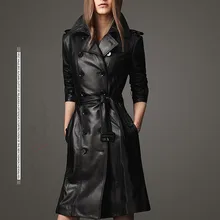 Верхняя часть из комбинированной овчины женская куртка из искусственной кожи со шнуровкой больших размеров длинное пальто из хлопка