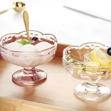 Европейский цветок гофрированное стекло чашка вино стакан для десерта чашка цветок Салат чаша Кубок Мороженое стеклянная чаша 0455