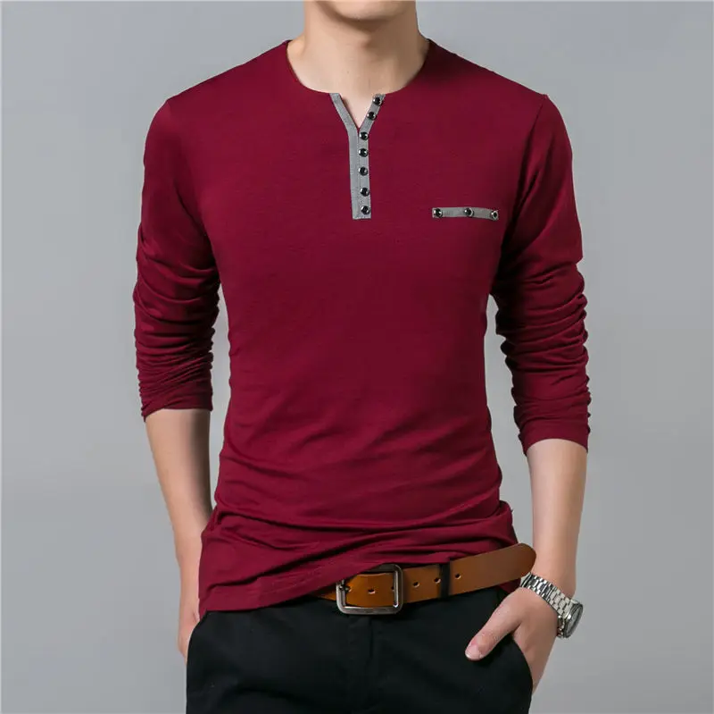 COODRONY Cotton T Shirt Men 2018 Spring Autumn New Long Sleeve T-Shirt Men Henry Collar Tee Shirt Men Fashion Casual Tops 7617 HTB12l 8PpXXXXbgXpXXq6xXFXXXK - COODRONY Cotton T Shirt Men 2018 Spring Autumn New Long Sleeve T-Shirt Men Henry Collar Tee Shirt Men Fashion Casual Tops 7617