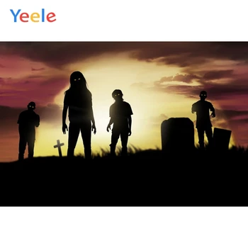 

Yeele Vinyl Tombstone Zombie Children Happy Halloween Party Photography Background Night Photocall Backdrop For Photo Studio
