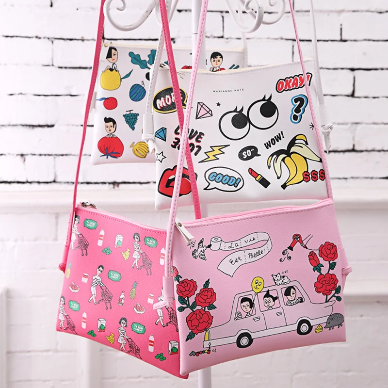 

Hot Cartoon Graffiti Printed Women Handbag Mini Crossbody Shoulder Bag Lady Daily Purses Clutches Girls Flap Bag