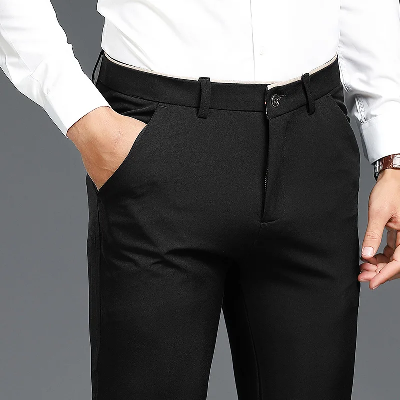 AIRGRACIAS Men Pants High Quality Cotton Casual Pants Stretch male trousers man long Straight Trousers solid color suit pant